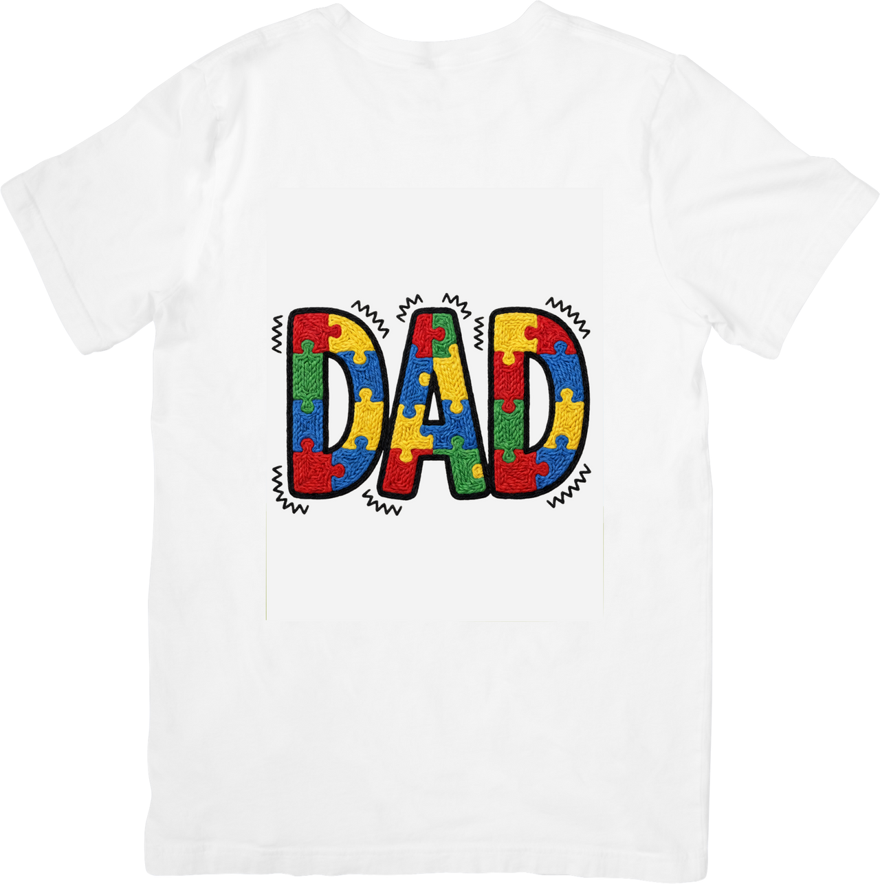 Dad Puzzle Pieces T-Shirt | Autism Awareness Colorful Graphic Tee | Father Support Gift