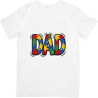 Thumbnail for Dad Puzzle Pieces T-Shirt | Autism Awareness Colorful Graphic Tee | Father Support Gift