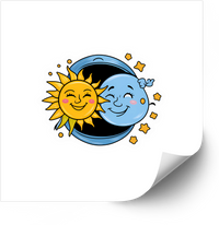 Thumbnail for Happy Sun And Moon Smiling Together Sticker | Retro Celestial Stars Vinyl Decal