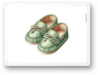 Thumbnail for Green Baby Moccasins Wall Art | Watercolor Nursery Shoes Print | Baby Shower Gift