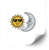 Thumbnail for Sun And Moon Sunglasses Sticker | Cute Celestial Cartoon Vinyl Decal