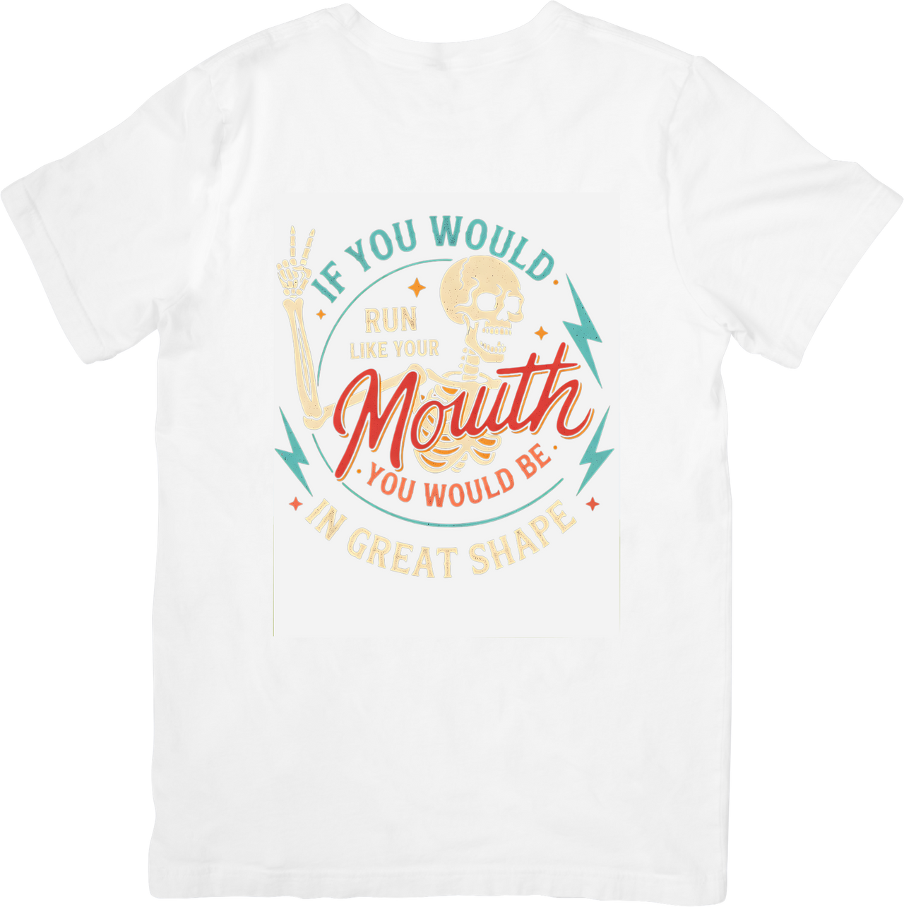 Run Like Your Mouth Skeleton T-Shirt | Retro Motivational Gym Graphic Tee | Fitness Lover Gift