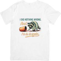 Thumbnail for I Did Nothing Wrong Raccoon T-Shirt | Retro Funny Animal Graphic Tee | Lovable Trouble Gift