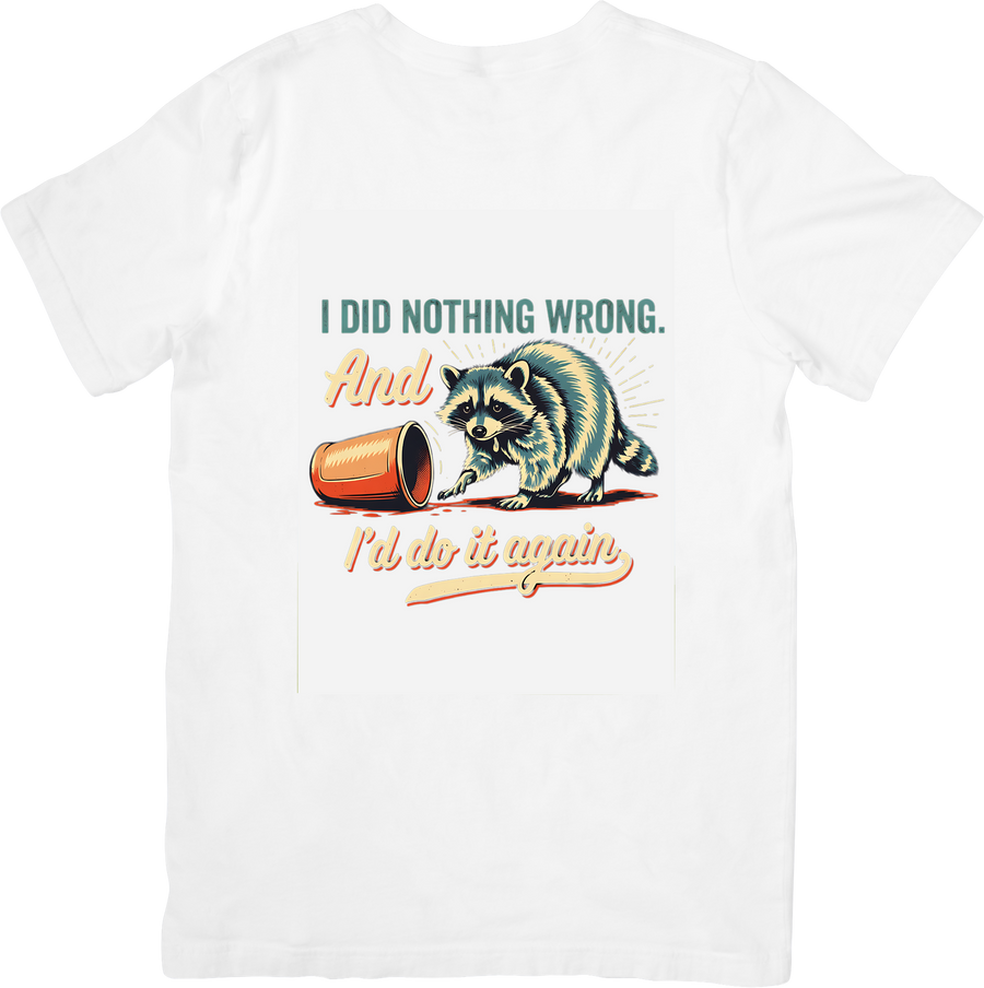 I Did Nothing Wrong Raccoon T-Shirt | Retro Funny Animal Graphic Tee | Lovable Trouble Gift