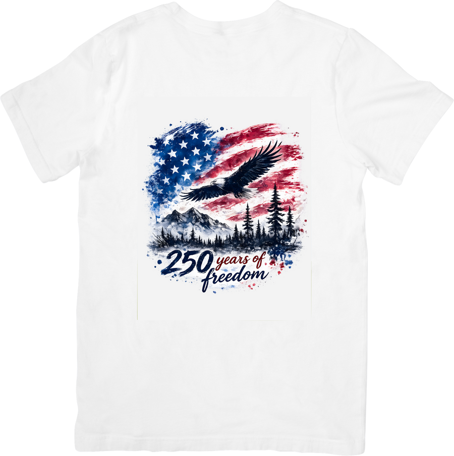 250 Years Of Freedom Eagle T-Shirt | Patriotic American Anniversary Graphic Tee | Liberty Gift