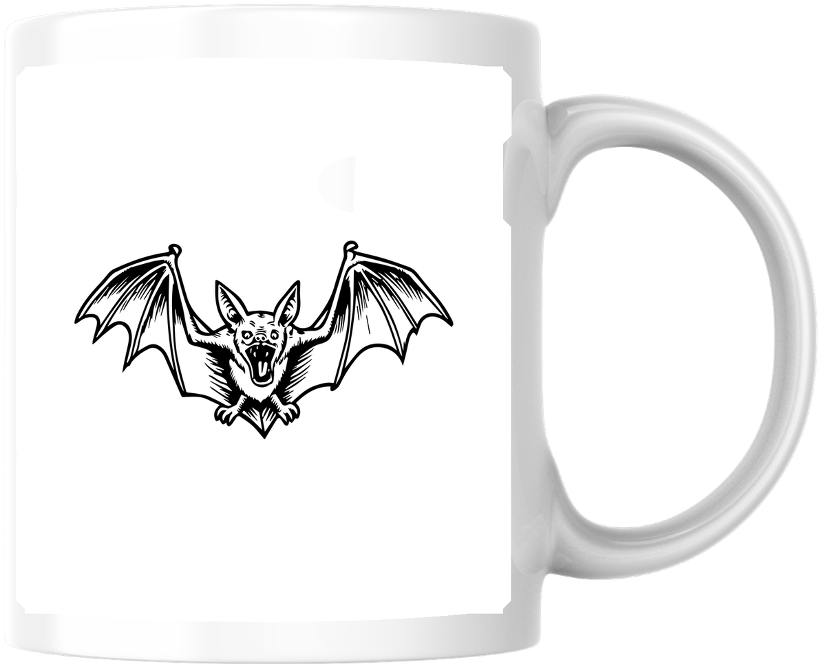 Screaming Bat Mug | Gothic Black Ink Coffee Mug | Halloween Spooky Gift