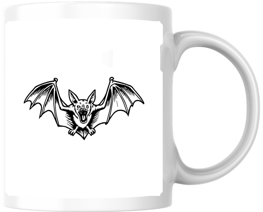 Screaming Bat Mug | Gothic Black Ink Coffee Mug | Halloween Spooky Gift