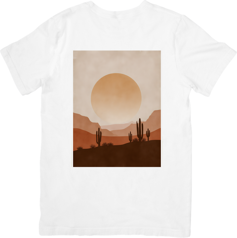 Desert Sunset Cactus T-Shirt | Minimalist Boho Saguaro Landscape Graphic Tee | Southwest Nature Gift