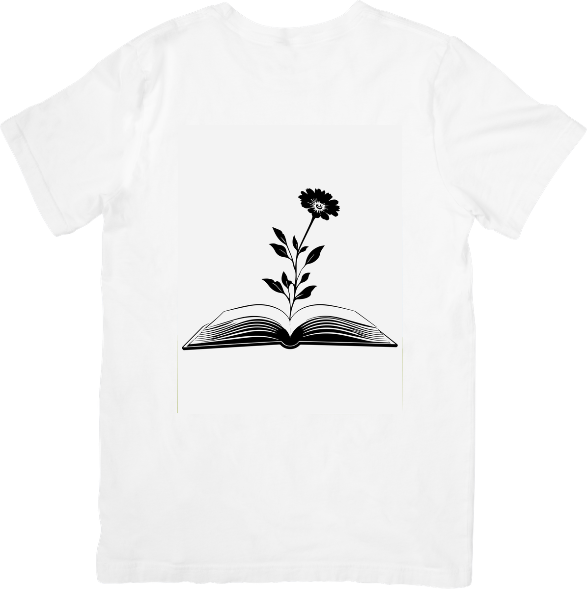 Flower Growing From Open Book T-Shirt | Minimalist Black Daisy Reading Graphic Tee | Book Lover Gift