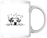 Thumbnail for Peeking Terrier With Hearts Mug | Cute Line Art Dog Coffee Mug | Pet Lover Gift