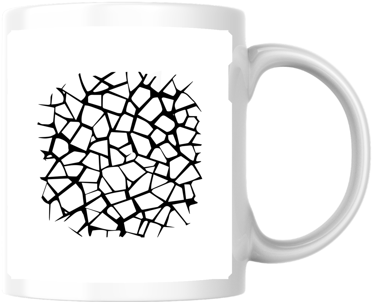 Abstract Crack Mosaic Mug | Black Cracked Texture Circle Coffee Mug | Modern Minimalist Decor Gift