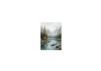 Thumbnail for Mountain Lake Landscape Throw Pillow | Misty Pine Forest Pillow | Cabin Nature Gift