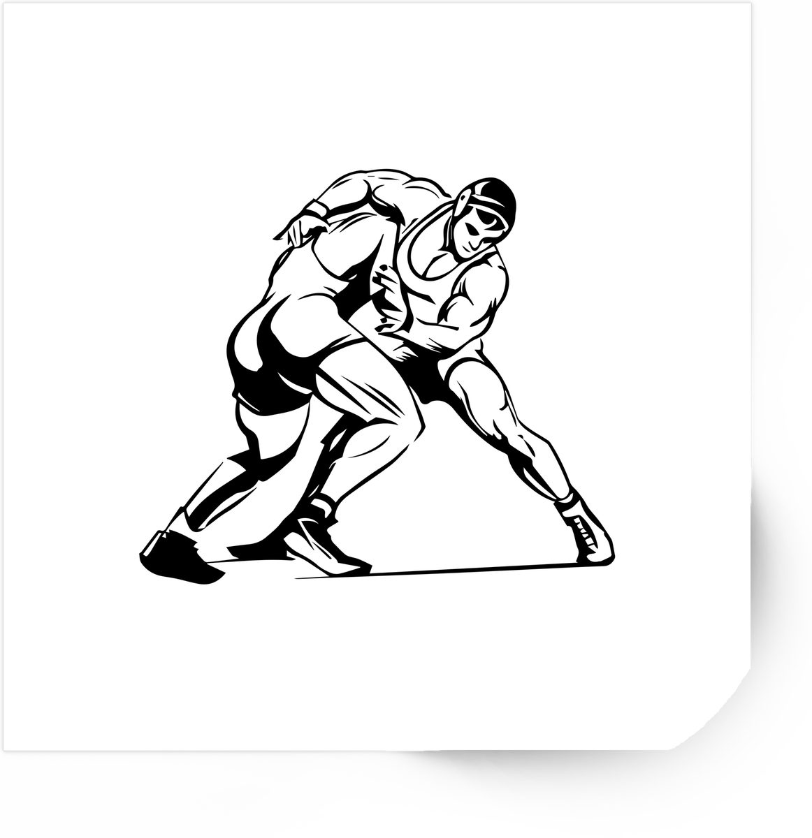 Wrestling Match Sticker | Black And White Wrestlers Action Vinyl Decal | Sports Athlete Gift