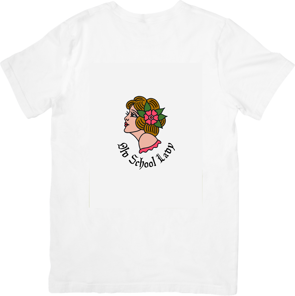 Old School Lady T-Shirt | Retro Tattoo Style Floral Portrait Graphic Tee | Vintage Tattoo Art Gift