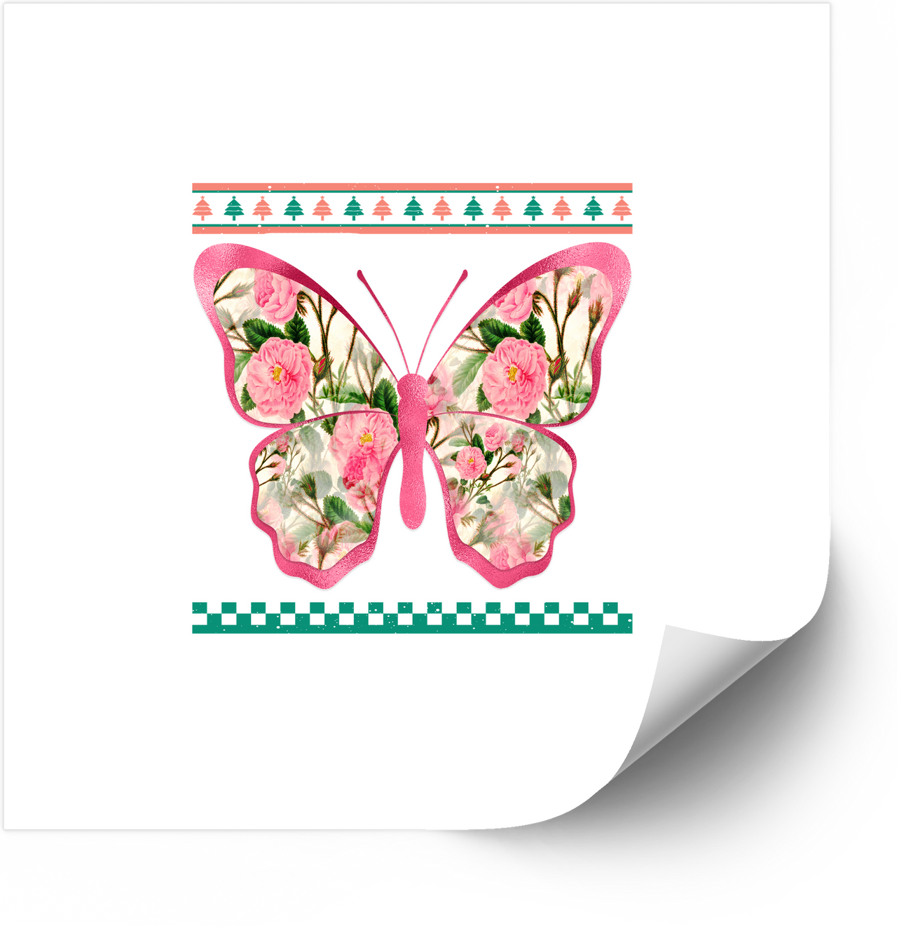 Floral Butterfly Sticker | Pink Camellia Wing Vinyl Decal | Spring Nature Gift