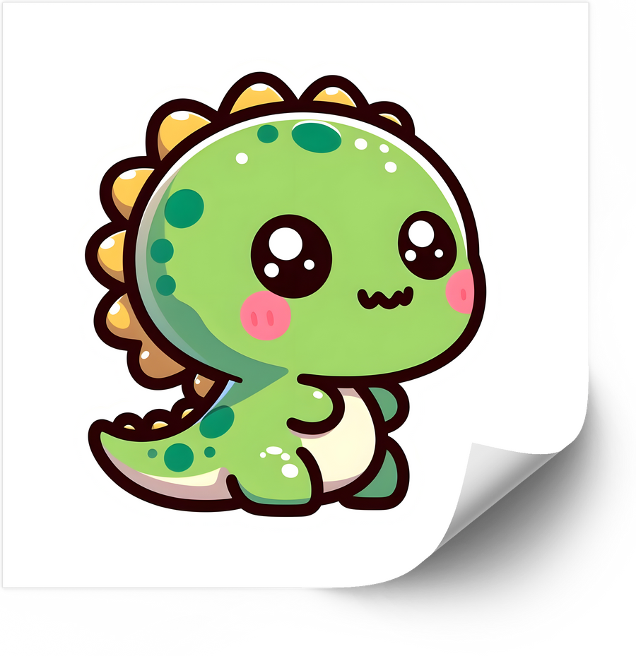 Cute Kawaii Green Dinosaur Sticker | Adorable Baby Dino Vinyl Decal