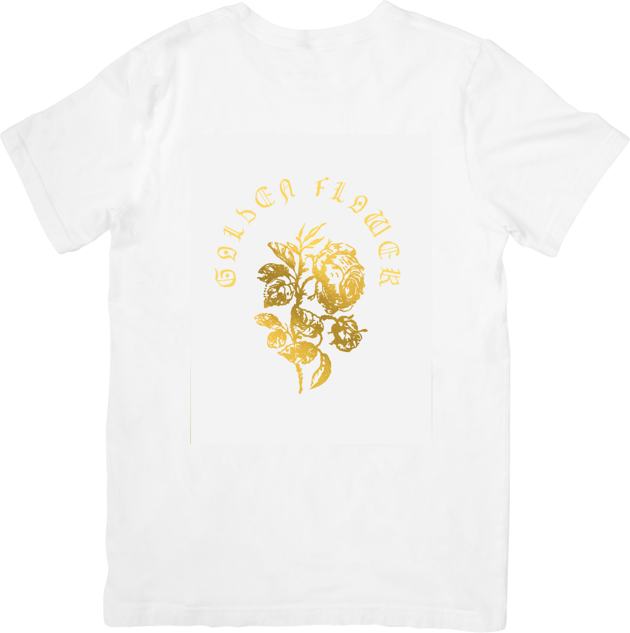 Golden Flower T-Shirt | Vintage Floral Rose Gold Graphic Tee | Thoughtful Floral Gift