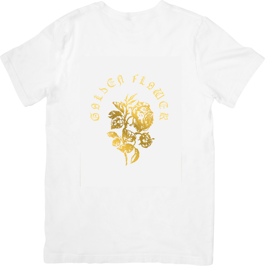 Golden Flower T-Shirt | Vintage Floral Rose Gold Graphic Tee | Thoughtful Floral Gift