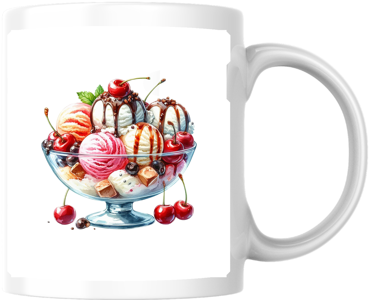Ice Cream Sundae Mug | Watercolor Cherry Dessert Coffee Mug | Sweet Treat Gift