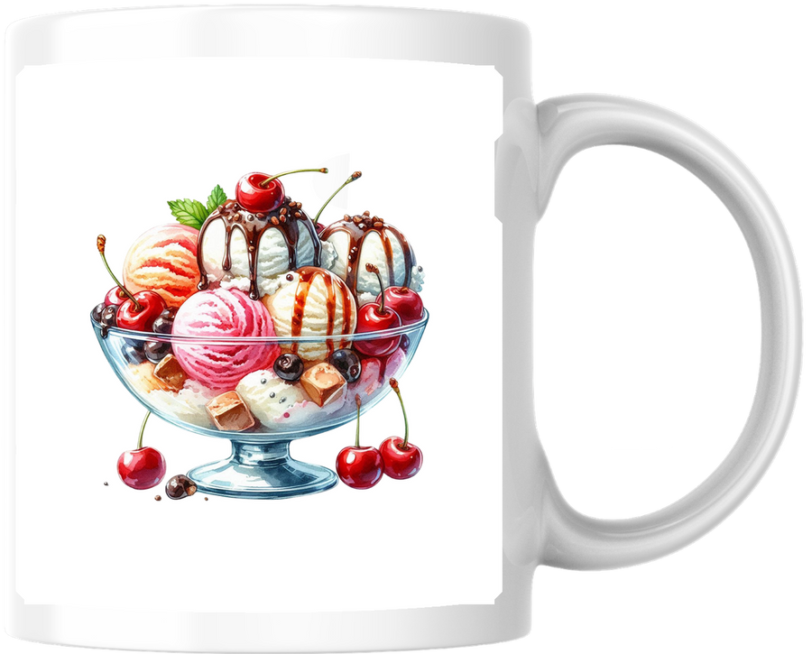 Ice Cream Sundae Mug | Watercolor Cherry Dessert Coffee Mug | Sweet Treat Gift