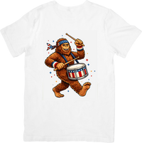 Thumbnail for Bigfoot Patriotic Drummer T-Shirt | Heartfelt Fourth of July Sasquatch Graphic Tee | Patriot Gift
