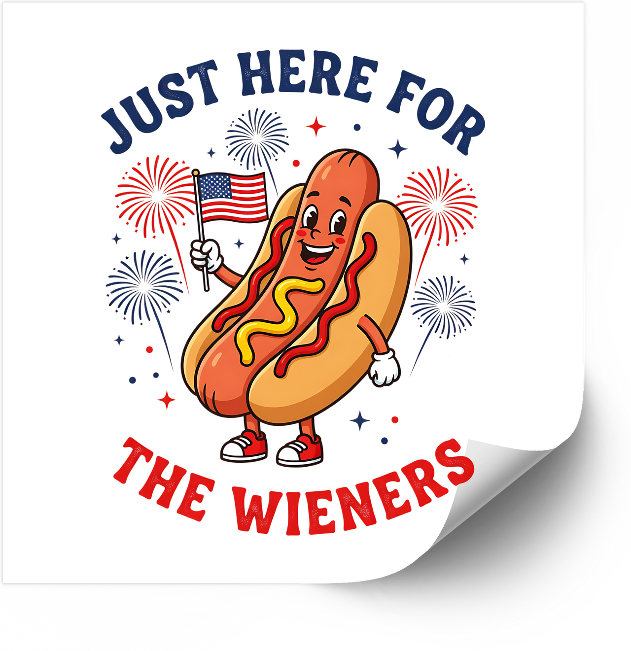 Just Here For The Wieners Hot Dog Sticker | Funny Patriotic Fourth of July Vinyl Decal