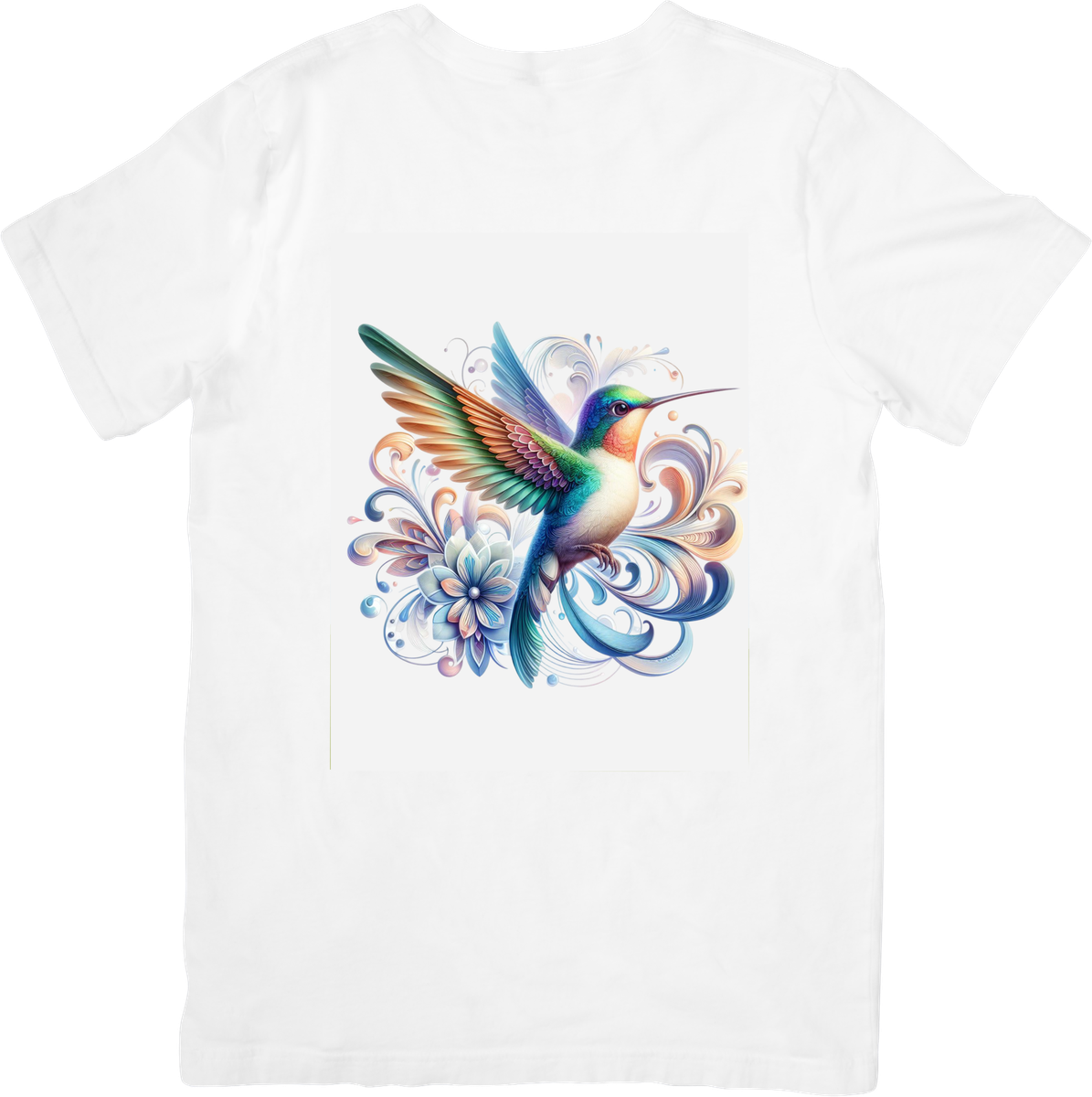 Colorful Hummingbird T-Shirt | Watercolor Floral Bird Graphic Tee | Nature Lover Gift