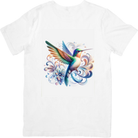 Thumbnail for Colorful Hummingbird T-Shirt | Watercolor Floral Bird Graphic Tee | Nature Lover Gift