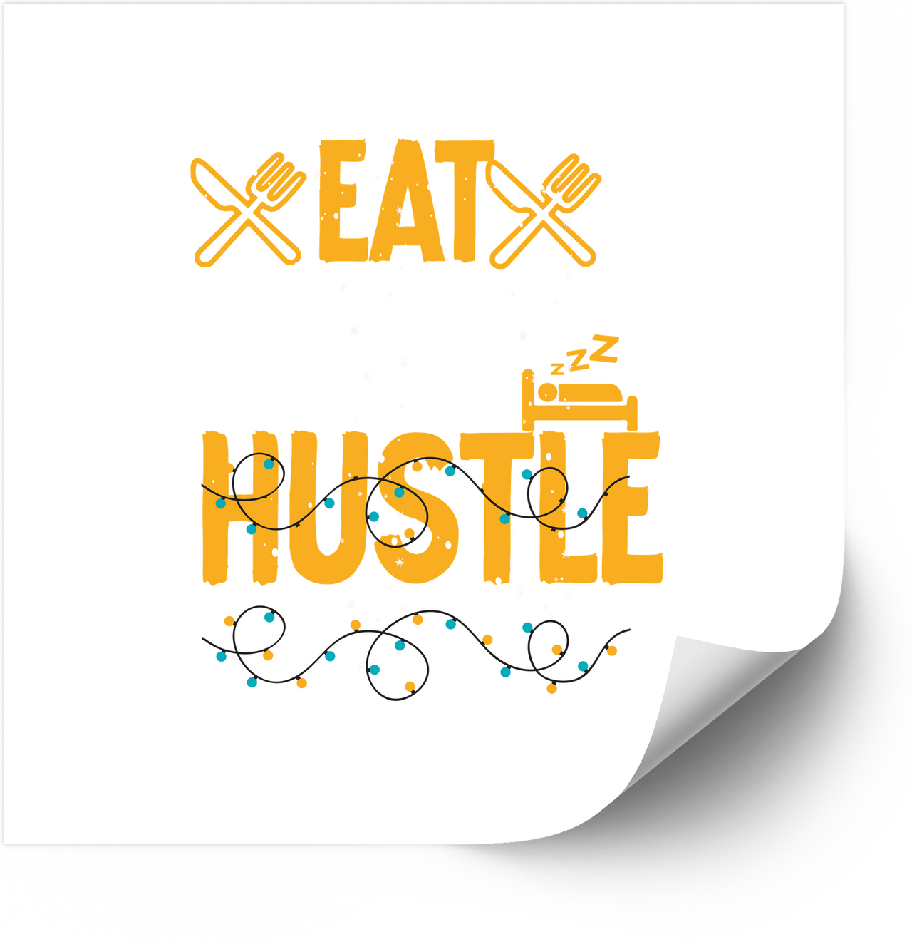 Eat Hustle Christmas Lights Sticker | Motivational Holiday Cheer Vinyl Decal