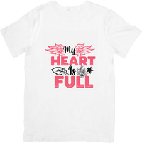 Thumbnail for My Heart Is Full T-Shirt | Pink Wings Floral Typography Graphic Tee | Inspirational Gratitude Gift