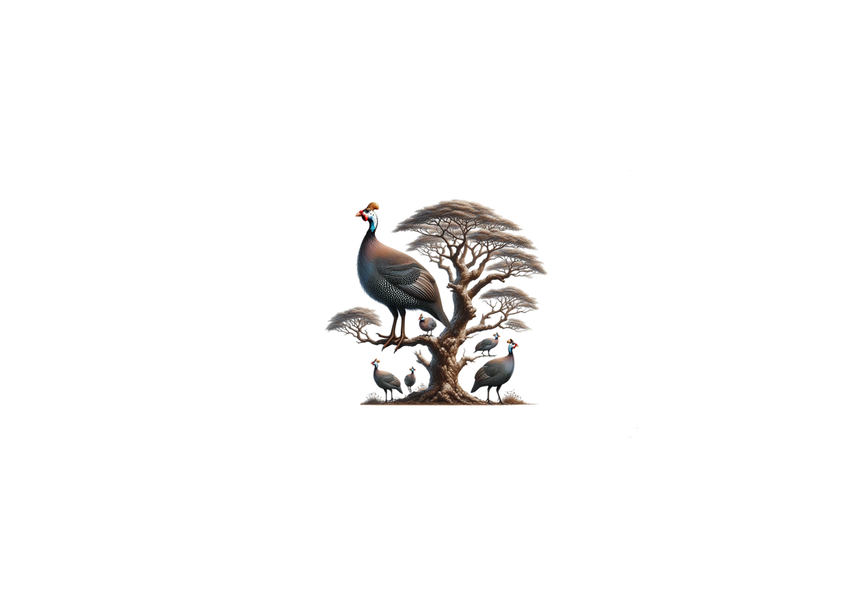 Guinea Fowl & Acacia Tree Throw Pillow | African Safari Bird Pillow | Wildlife Decor Gift