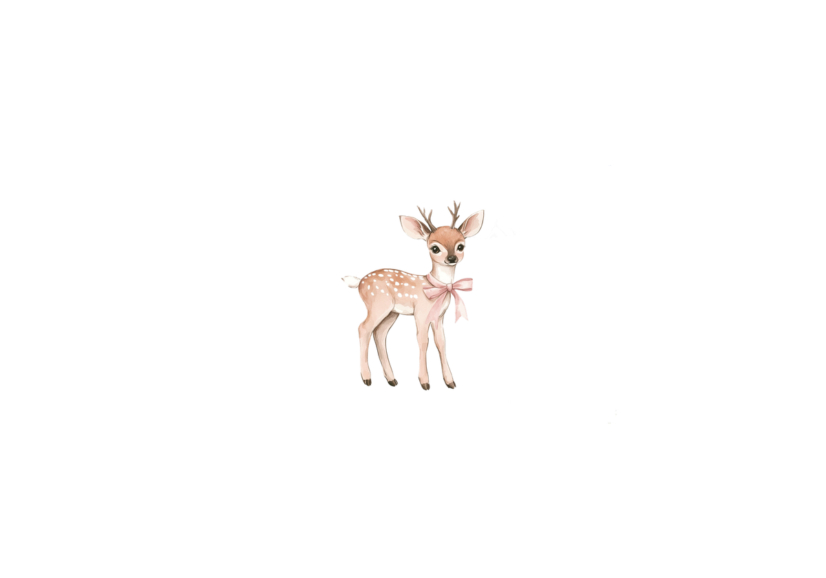 Baby Deer With Bow Throw Pillow | Watercolor Woodland Nursery Pillow | Kids Room Gift