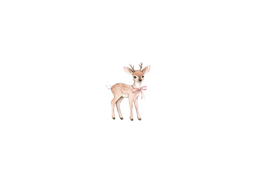 Baby Deer With Bow Throw Pillow | Watercolor Woodland Nursery Pillow | Kids Room Gift