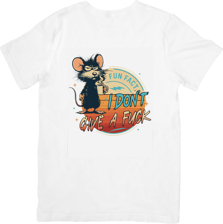 Fun Fact I Do Not Care Mouse T-Shirt | Retro Sarcastic Graphic Tee | Humor Lover Gift