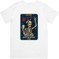 Thumbnail for Skeleton Tarot Card T-Shirt | Vintage Sarcastic Humor Graphic Tee | Witty Personality Gift